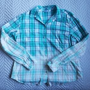 Flannel Comfy Small Tie Dye Bleach Green White